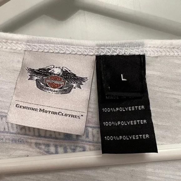 Harley Davidson Bling Logo Flag Tee Womens Lg - Picture 4 of 4